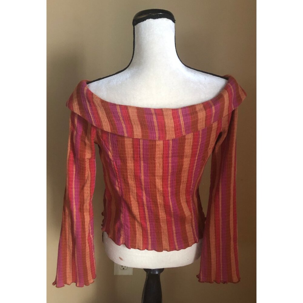 NWT Free People Giving Me Butterflies Free-est striped off shoulder top - Picture 4 of 5